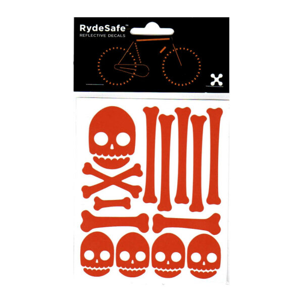 RydeSafe Reflektierende Aufkleber Totenkopf und Knochen (Orange)