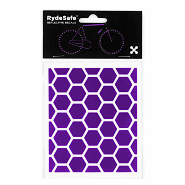 RydeSafe Reflective Stickers Hexagon SMALL (Purple)